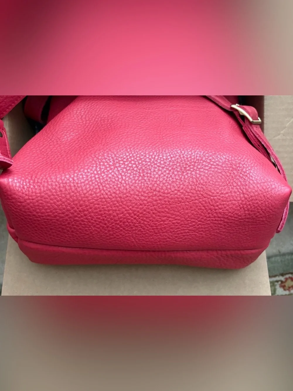 NIB Portland Leather Pebbled Backpack Tote Sugar